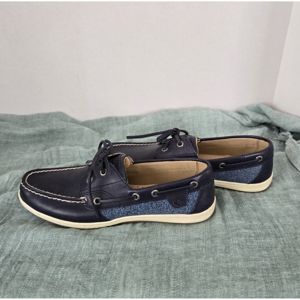 Sperry Top Sider Koi fish Leather Boat Shoes STS88208 Navy Blue Women's Size 9.5